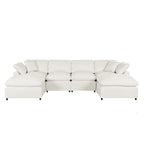 Canapé d'angle moderne en U avec 2 méridiennes et poufs amovibles, 6 places