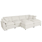 Canapé d'angle moderne en U avec 2 méridiennes et poufs amovibles, 6 places