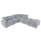 Canapé d'angle moderne en U avec 2 méridiennes et poufs amovibles, 6 places