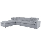Canapé d'angle moderne en U avec 2 méridiennes et poufs amovibles, 6 places