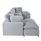 Canapé d'angle moderne en U avec 2 méridiennes et poufs amovibles, 6 places