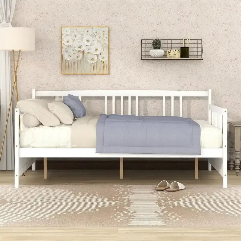 Lit de repos double avec rangement Espresso/blanc pour 1 personne
