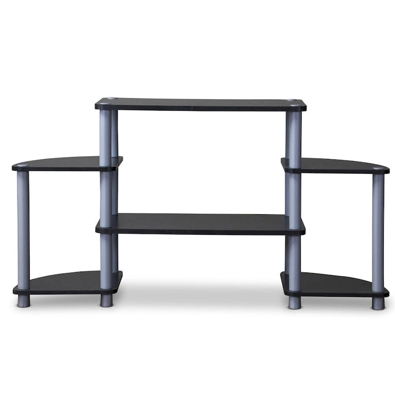 Meuble TV industriel noir à étagères ouvertes, 3 niveaux, unité simple