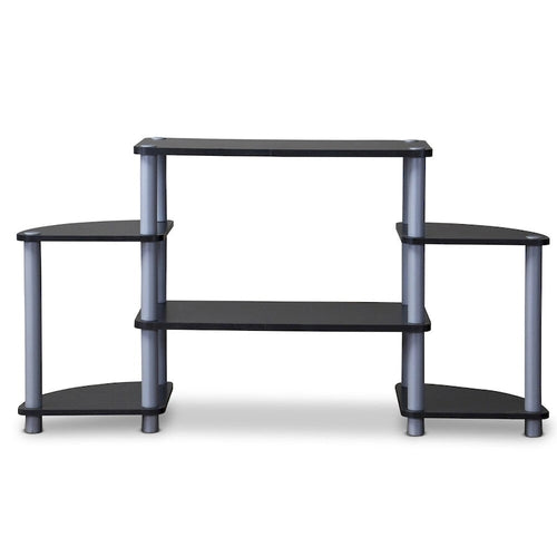 Meuble TV industriel noir à étagères ouvertes, 3 niveaux, unité simple