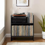 Meuble tourne-disque noir/marron, style moderne