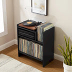 Meuble tourne-disque noir/marron, style moderne
