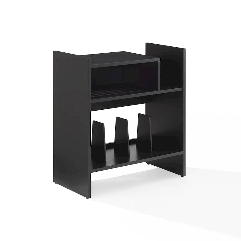 Meuble tourne-disque noir/marron, style moderne
