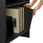 Meuble tourne-disque noir/marron, style moderne