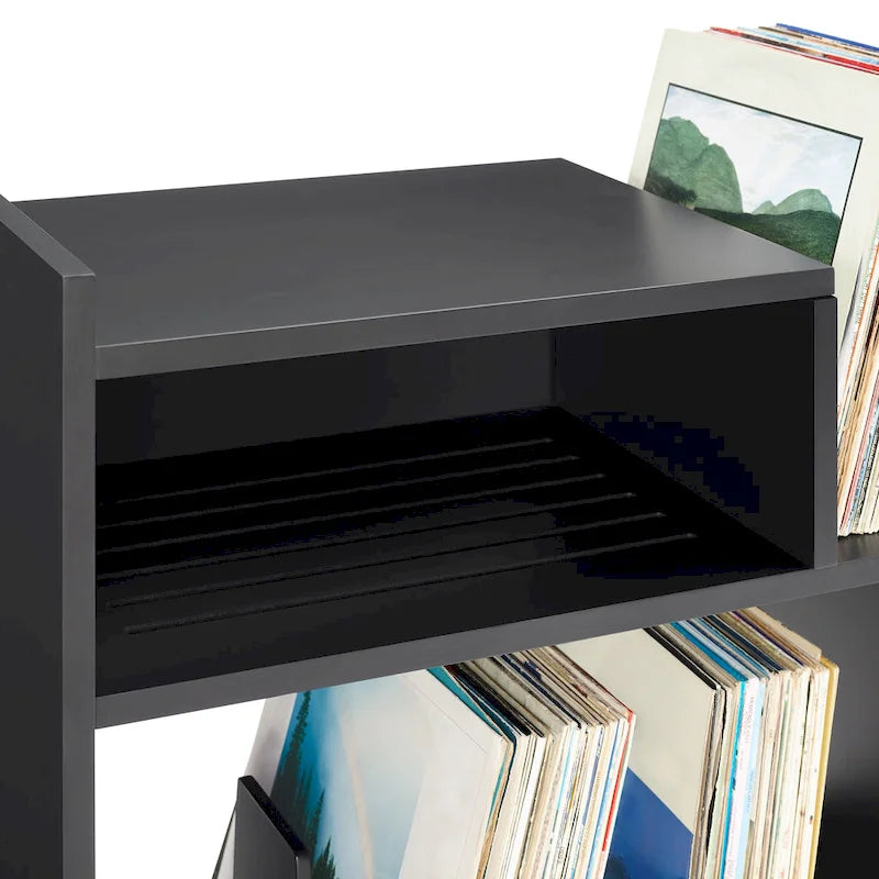 Meuble tourne-disque noir/marron, style moderne