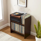 Meuble tourne-disque noir/marron, style moderne