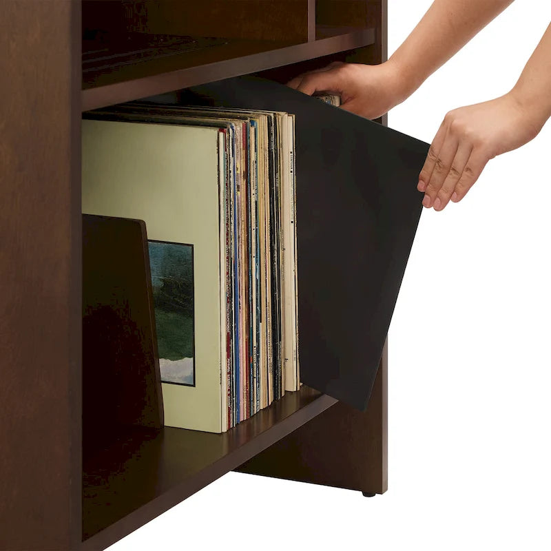Meuble tourne-disque noir/marron, style moderne