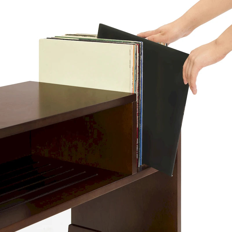 Meuble tourne-disque noir/marron, style moderne