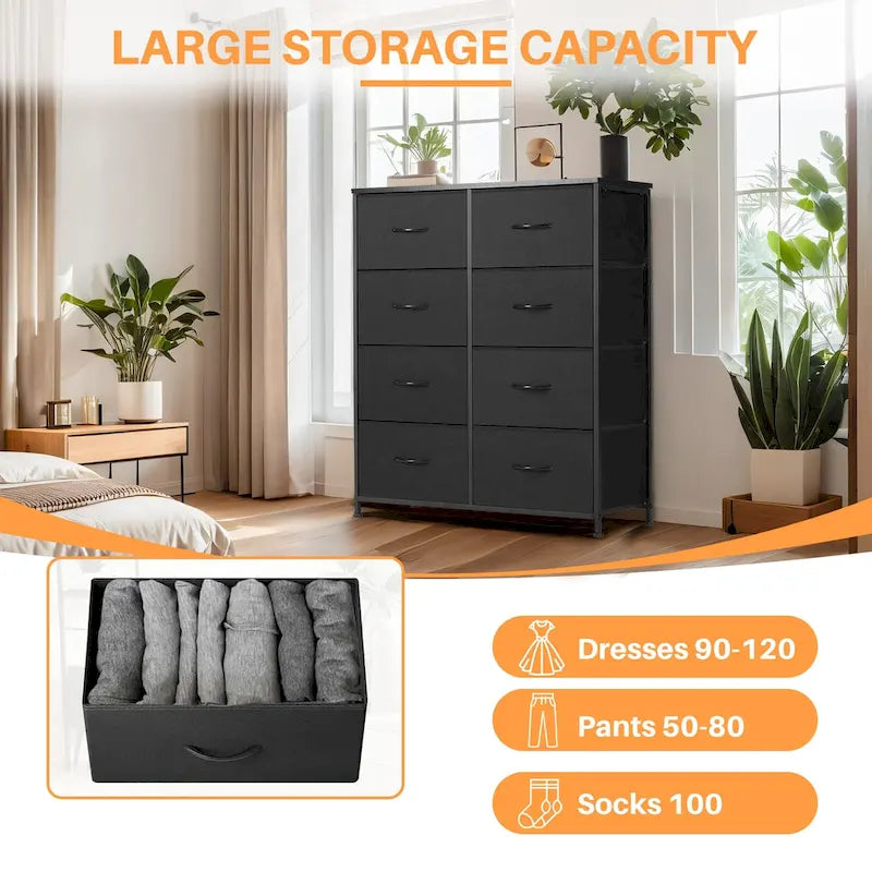 Étagère de rangement à 8 compartiments, beige/noir, cadre métallique, assemblage par 1 personne