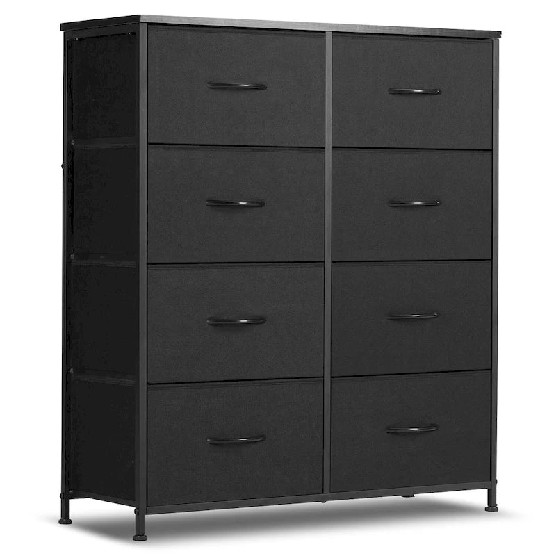 Étagère de rangement à 8 compartiments, beige/noir, cadre métallique, assemblage par 1 personne