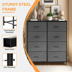 Étagère de rangement à 8 compartiments, beige/noir, cadre métallique, assemblage par 1 personne