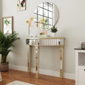 Console demi-lune miroir argent et or, pour 1 personne