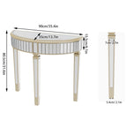 Console demi-lune miroir argent et or, pour 1 personne