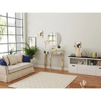 Console demi-lune miroir argent et or, pour 1 personne