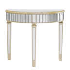 Console demi-lune miroir argent et or, pour 1 personne