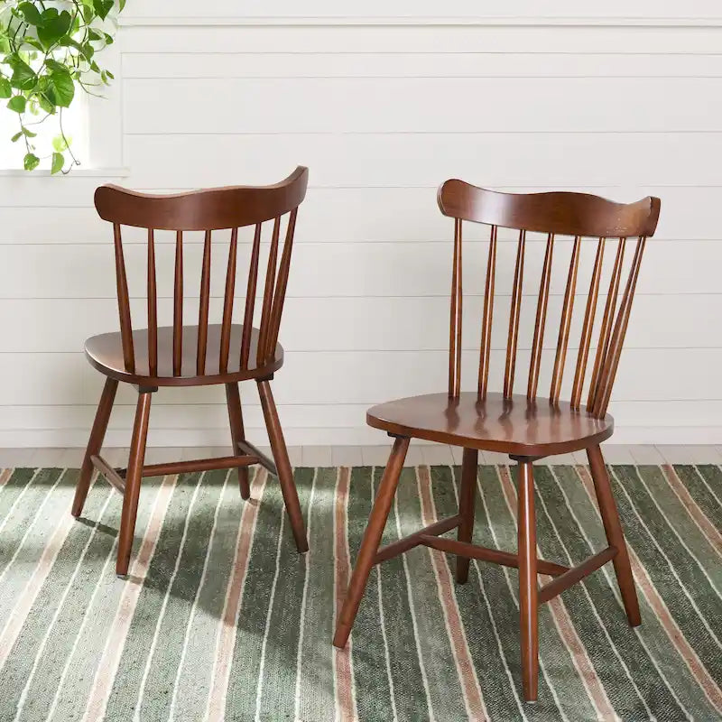 Chaise de salle à manger Windsor Walnut Spindleback, lot de 2