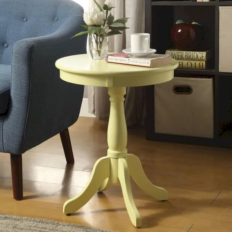 Table d'appoint ronde jaune, style traditionnel, 1 personne