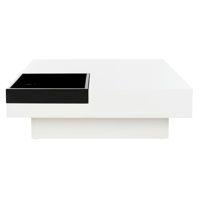 Table basse blanc/noir de style Mid-Century avec plateau amovible