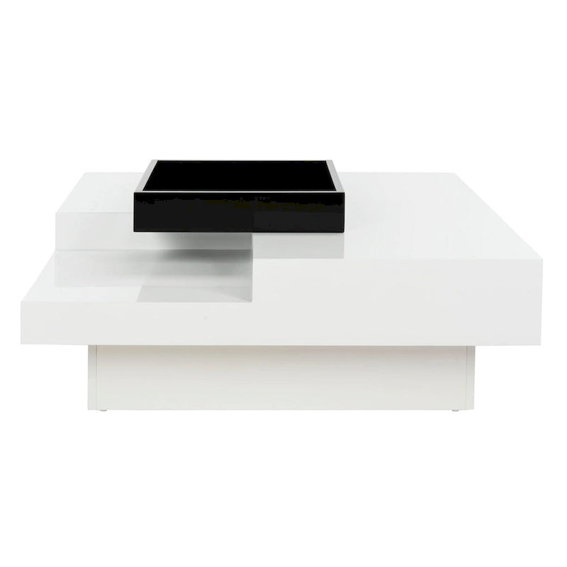Table basse blanc/noir de style Mid-Century avec plateau amovible