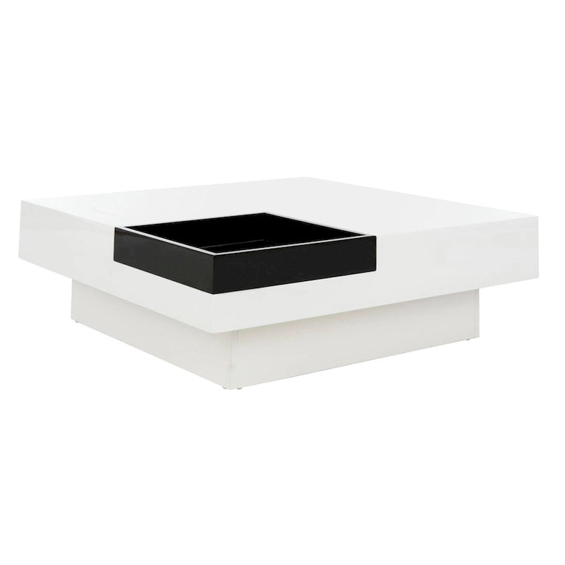 Table basse blanc/noir de style Mid-Century avec plateau amovible