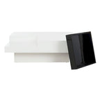 Table basse blanc/noir de style Mid-Century avec plateau amovible