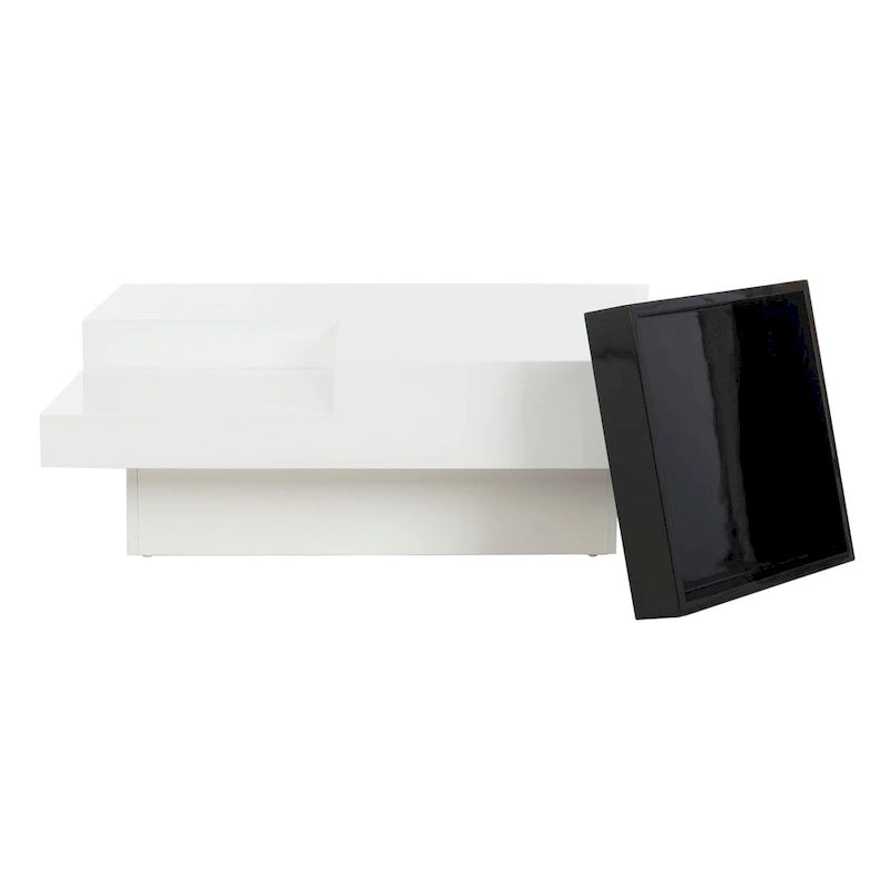Table basse blanc/noir de style Mid-Century avec plateau amovible