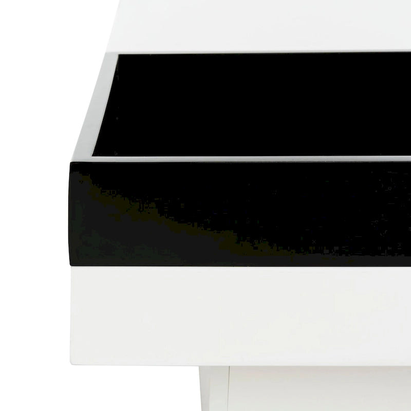 Table basse blanc/noir de style Mid-Century avec plateau amovible