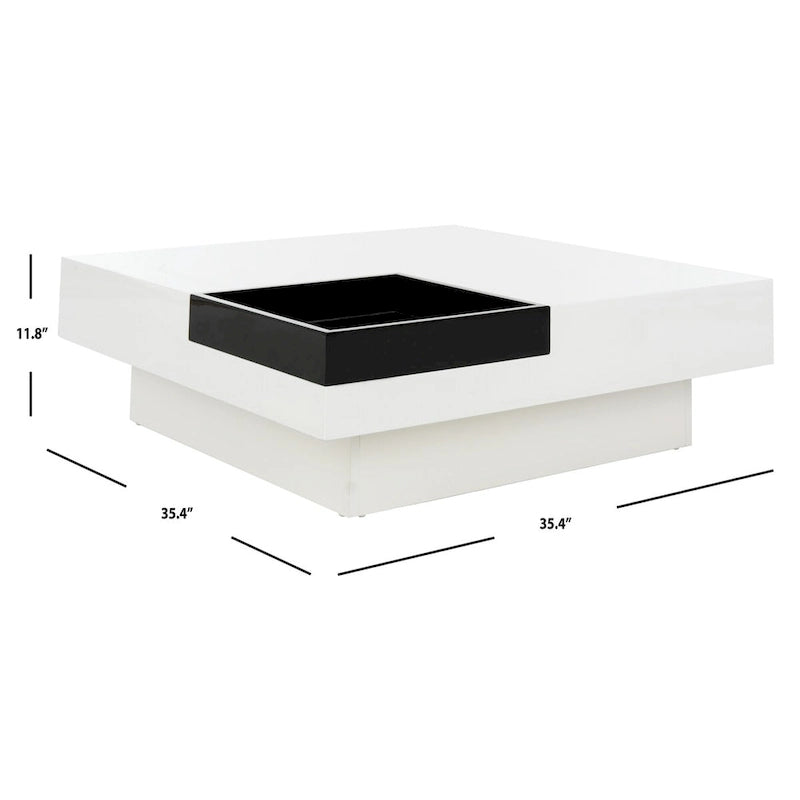 Table basse blanc/noir de style Mid-Century avec plateau amovible