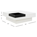 Table basse blanc/noir de style Mid-Century avec plateau amovible