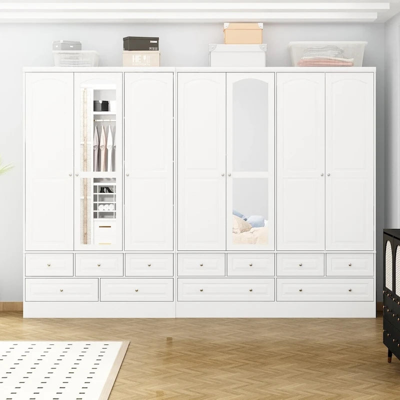 Armoire double miroir blanche, 2 personnes