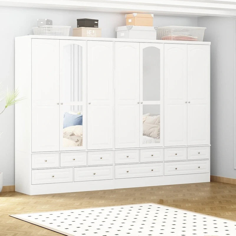 Armoire double miroir blanche, 2 personnes