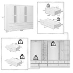 Armoire double miroir blanche, 2 personnes