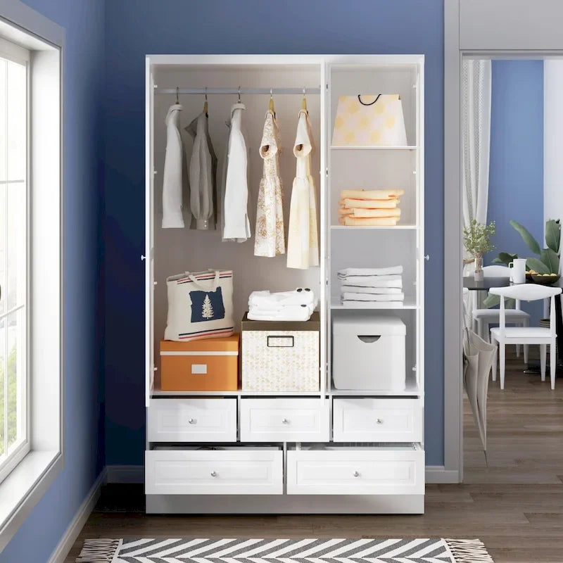 Armoire double miroir blanche, 2 personnes