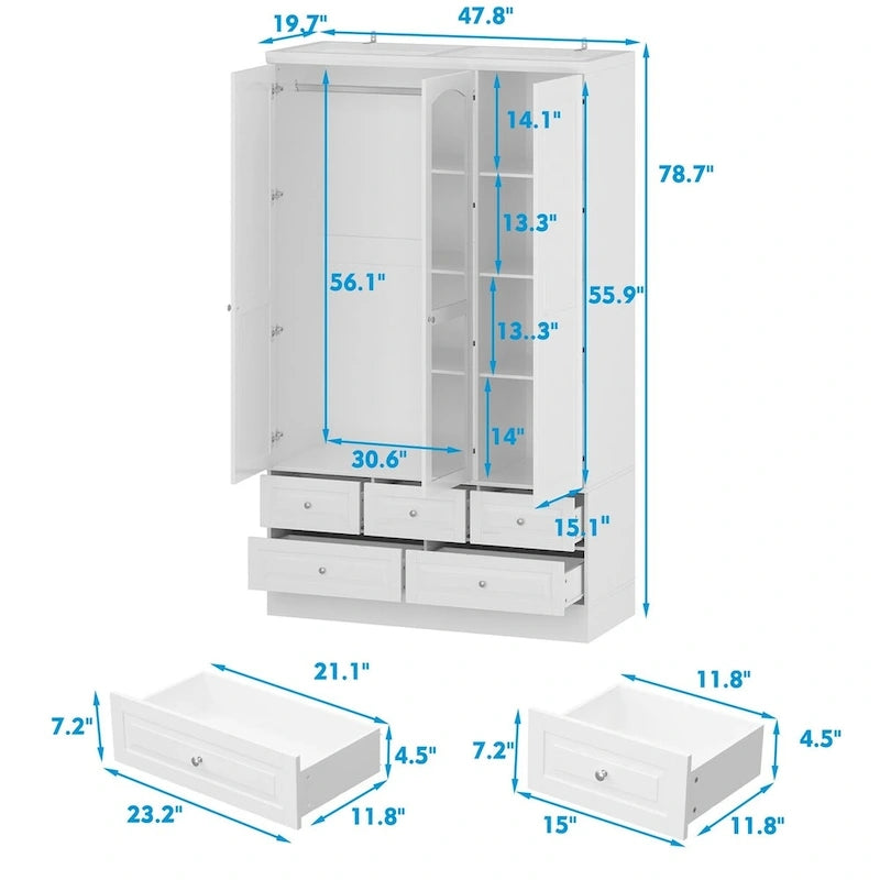 Armoire double miroir blanche, 2 personnes