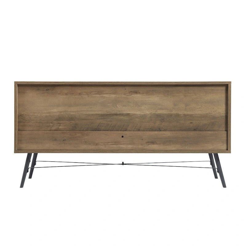 Commode 4 tiroirs noyer marron – Style rustique, 1 personne
