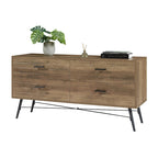 Commode 4 tiroirs noyer marron – Style rustique, 1 personne
