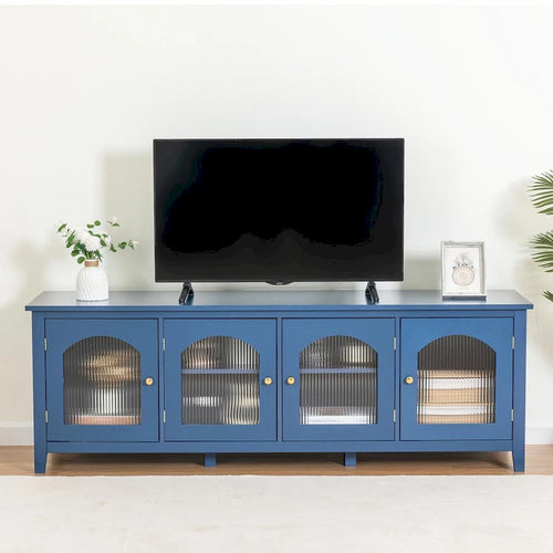 Meuble TV rétro 180 cm vert/blanc/bleu – Convient aux TV jusqu'à 70 pouces