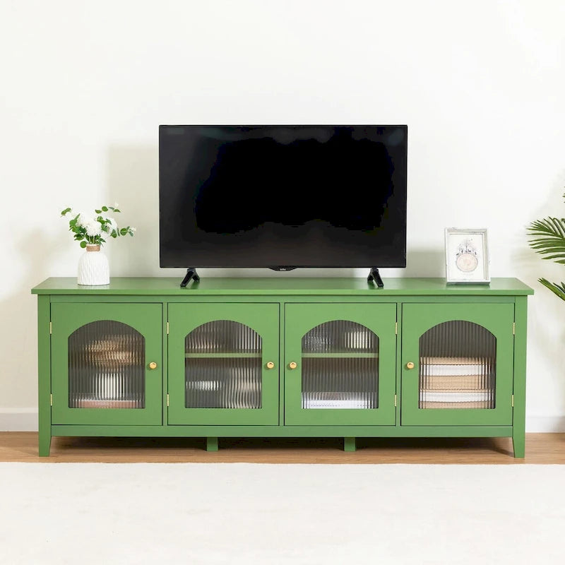 Meuble TV rétro 180 cm vert/blanc/bleu – Convient aux TV jusqu'à 70 pouces