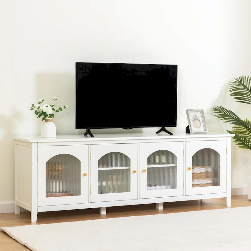 Meuble TV rétro 180 cm vert/blanc/bleu – Convient aux TV jusqu'à 70 pouces