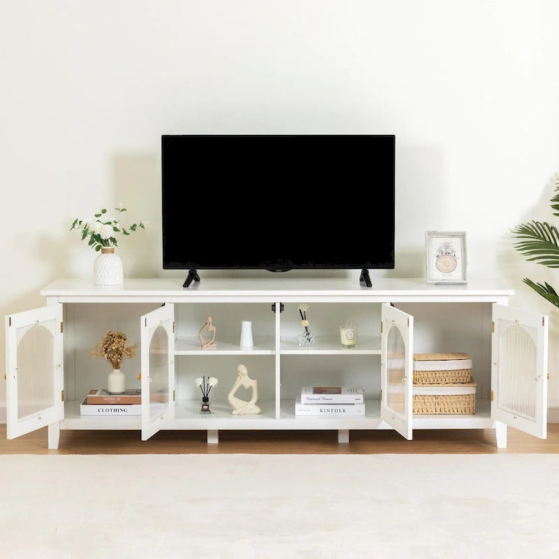 Meuble TV rétro 180 cm vert/blanc/bleu – Convient aux TV jusqu'à 70 pouces