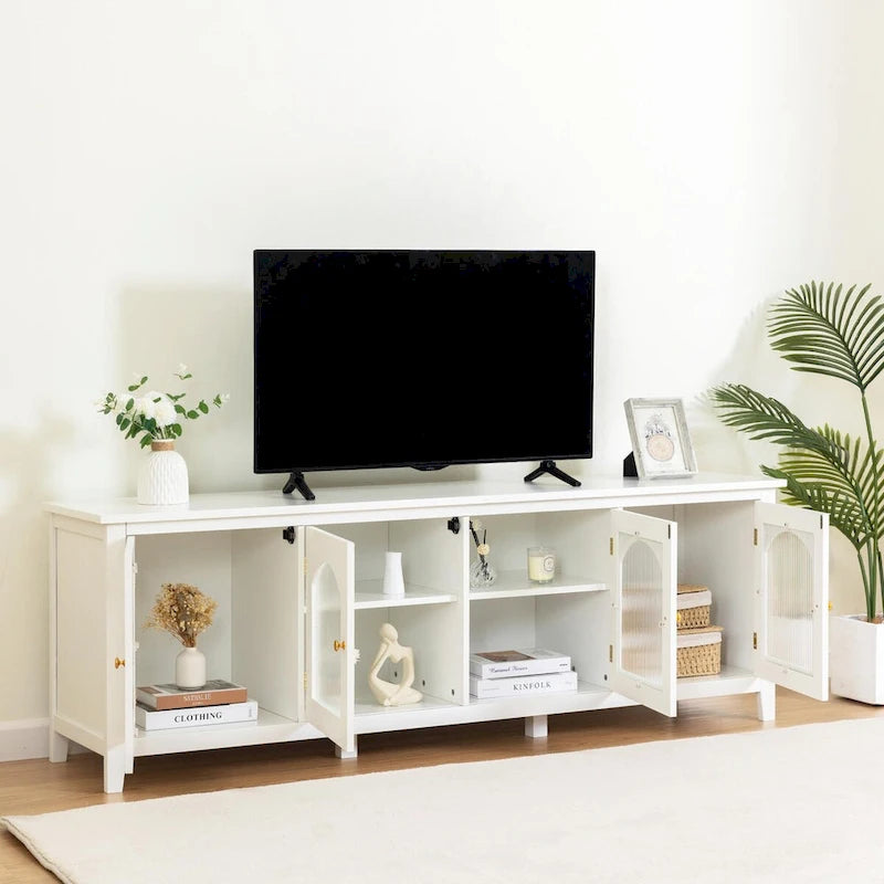 Meuble TV rétro 180 cm vert/blanc/bleu – Convient aux TV jusqu'à 70 pouces