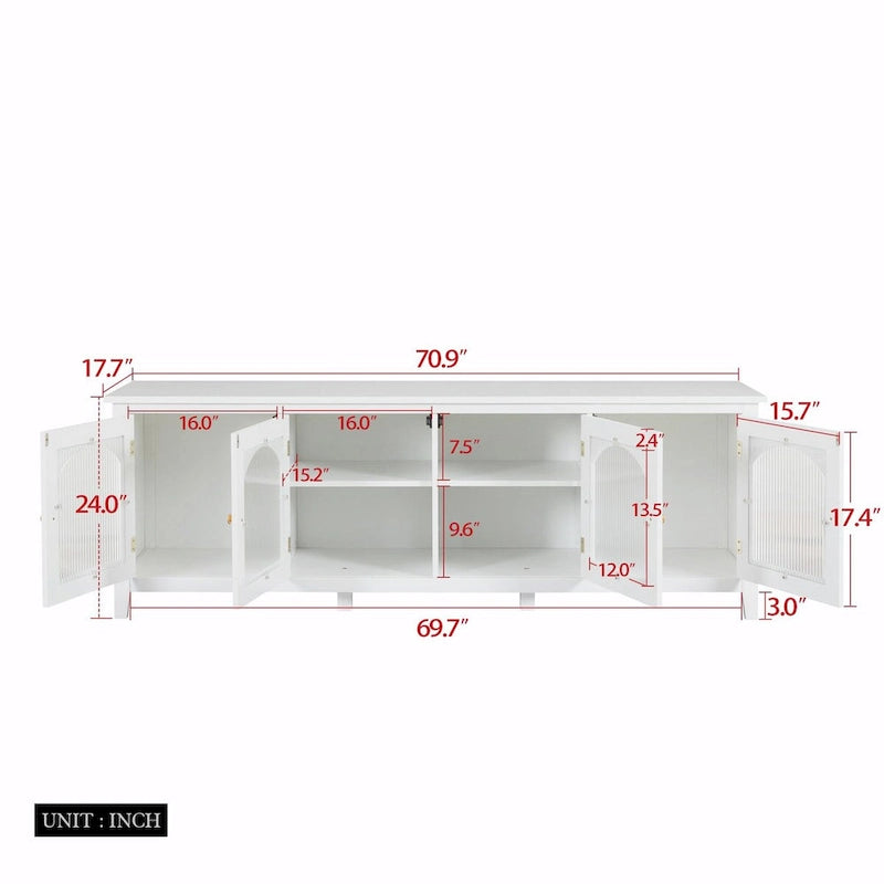 Meuble TV rétro 180 cm vert/blanc/bleu – Convient aux TV jusqu'à 70 pouces