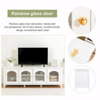 Meuble TV rétro 180 cm vert/blanc/bleu – Convient aux TV jusqu'à 70 pouces