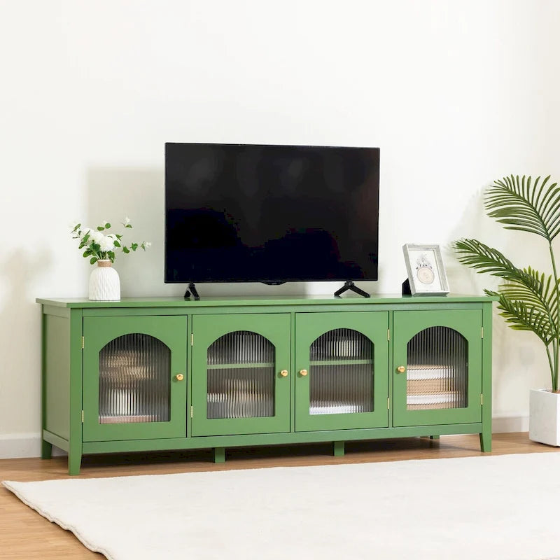 Meuble TV rétro 180 cm vert/blanc/bleu – Convient aux TV jusqu'à 70 pouces