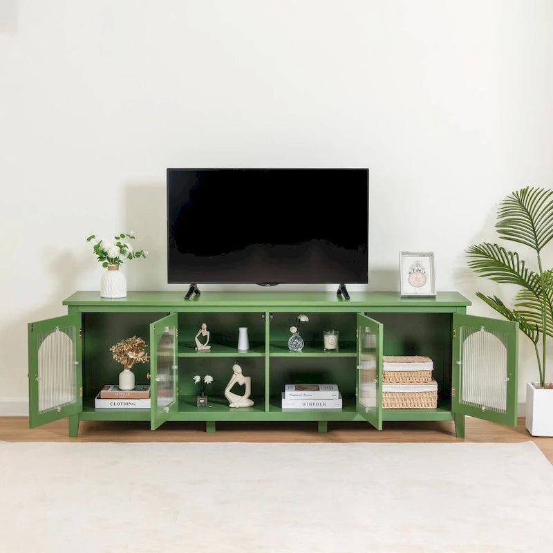 Meuble TV rétro 180 cm vert/blanc/bleu – Convient aux TV jusqu'à 70 pouces
