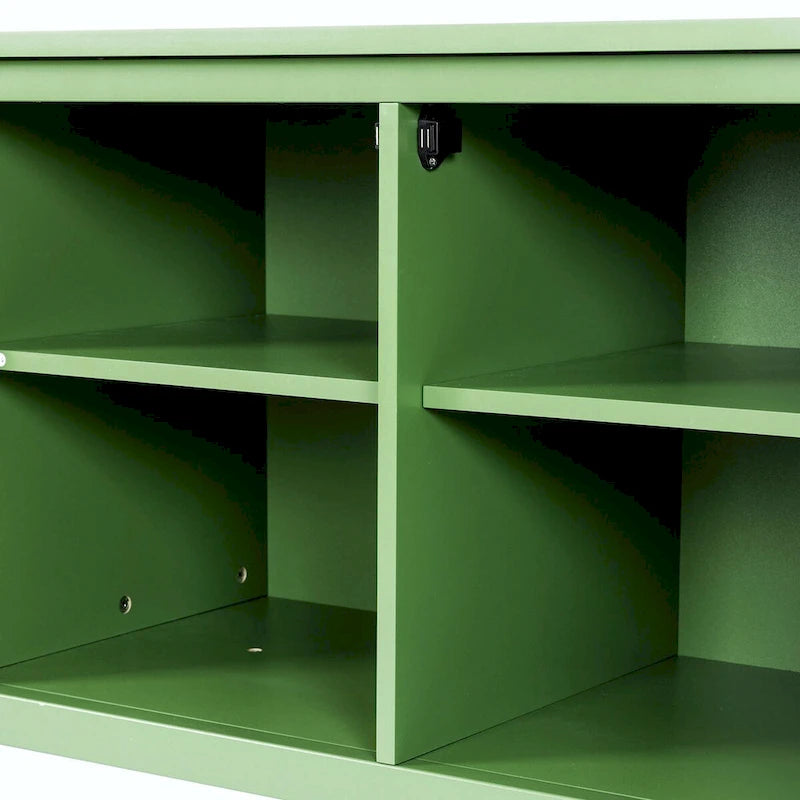 Meuble TV rétro 180 cm vert/blanc/bleu – Convient aux TV jusqu'à 70 pouces